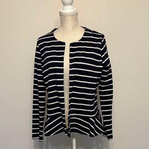 Navy and White Striped Open Jacket